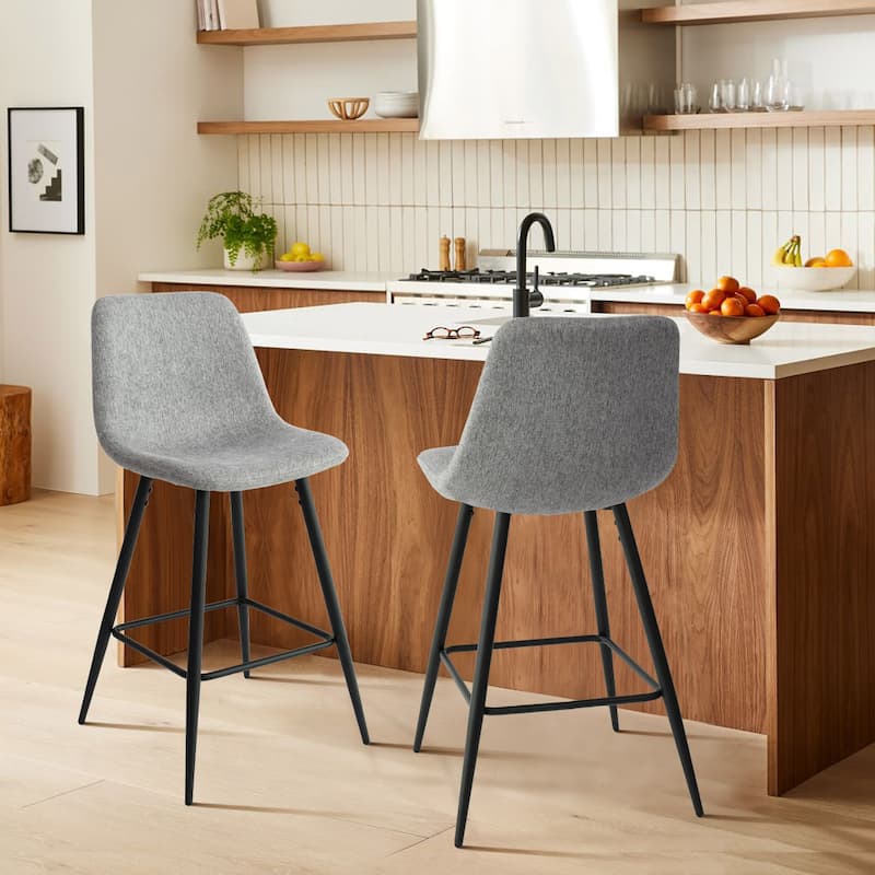 Fabric Upholstered 26" Counter Stool (Set of 2) - 38"x19"x19"