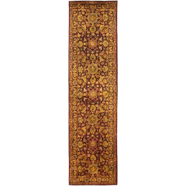 slide 2 of 12, SAFAVIEH Handmade Antiquity Manie Traditional Oriental Wool Rug 2'3" x 10' Runner - Wine/Gold - Runner