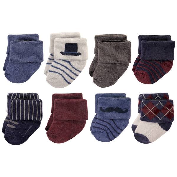 slide 1 of 1, Hudson Baby Infant Boy Cotton Rich Newborn and Terry Socks, Gentleman 6-12 Months - Gentleman