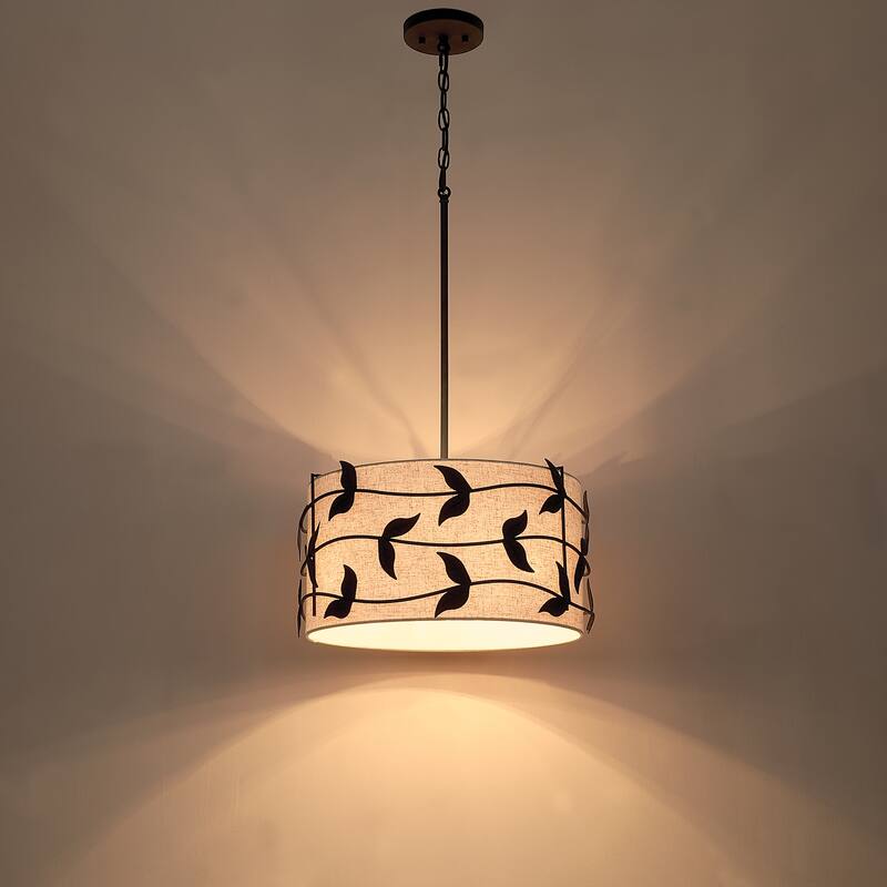 Acroma 4-light Gold/Black Ceiling Cotton Drum Light