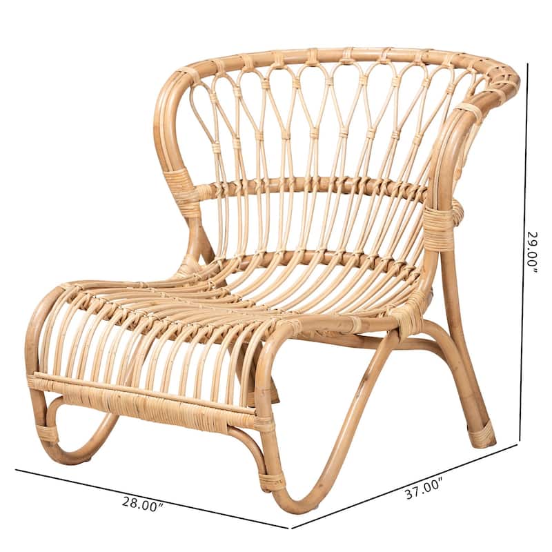 bali & pari Alaya Modern Bohemian Natural Brown Rattan Accent Chair