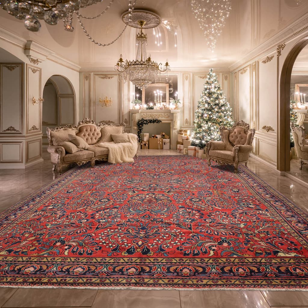 Hand Knotted Burnt Orange Persian Wool Traditional Oriental Area Rug - 10' 4'' x 16' 3''