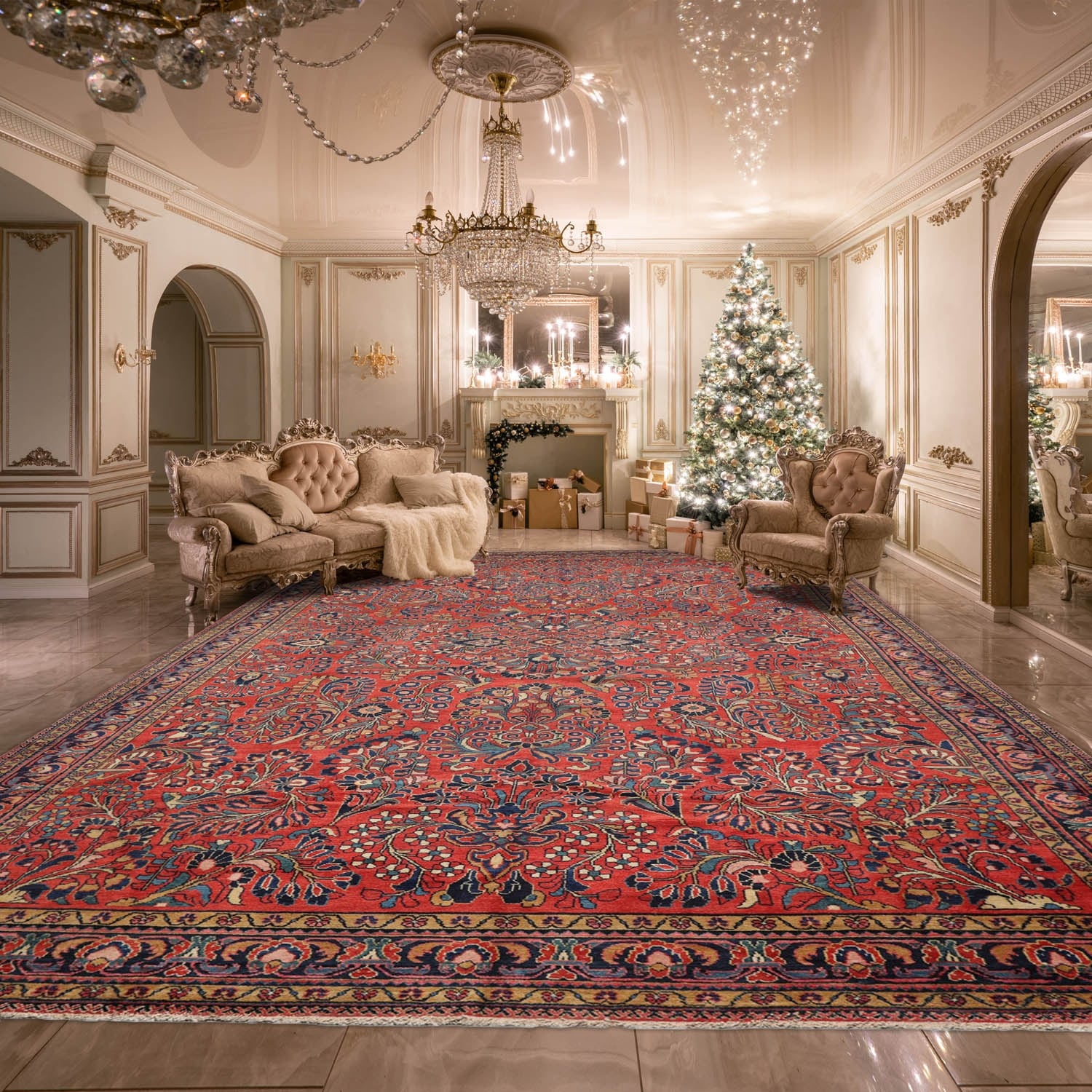 Hand Knotted Burnt Orange Persian Wool Traditional Oriental Area Rug - 10' 4'' x 16' 3''