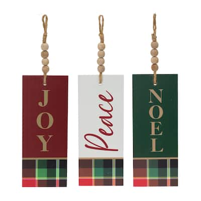 Wood Sentiment Tag Ornament (Set of 12) - 3 x 0.25 x 8