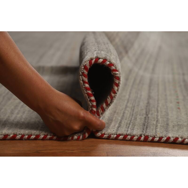 Hand Knotted Oriental 100% Wool Carpet Tribal Animal Pictorial Greys & Charcoal Gabbeh Area Rug - 9' 9'' X 7' 11''