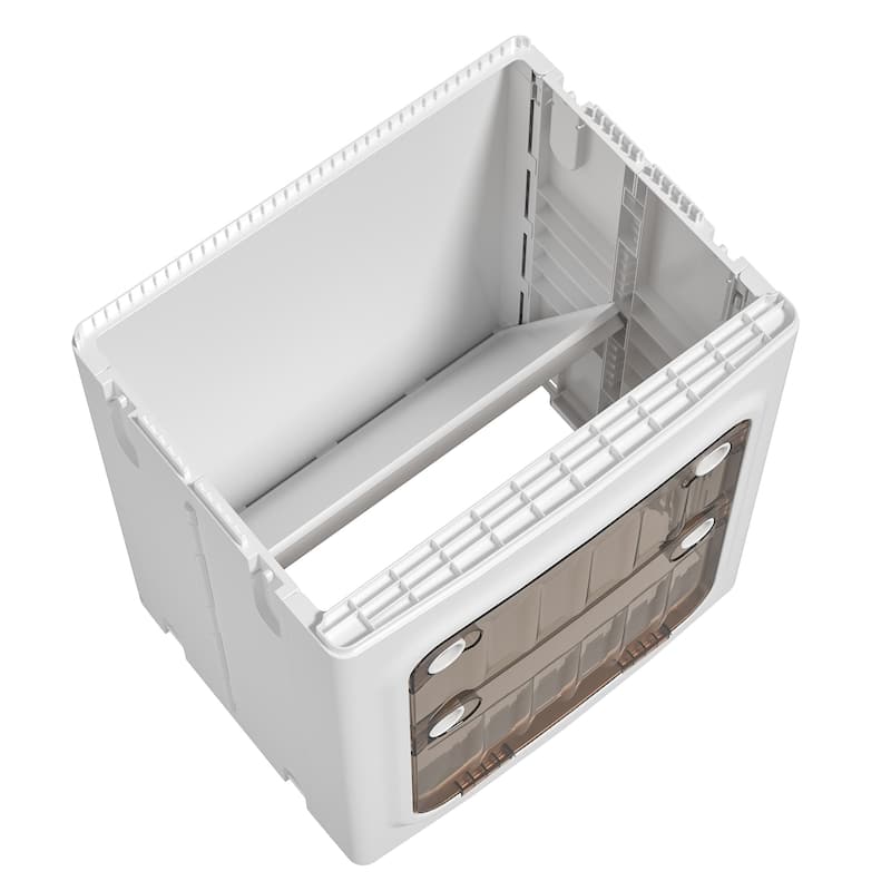 VECELO White 3-Tier & 4-Tier Narrow Storage Bins Foldable Stackable ABS Organizer Bins with Wheels for Bathroom Living Room