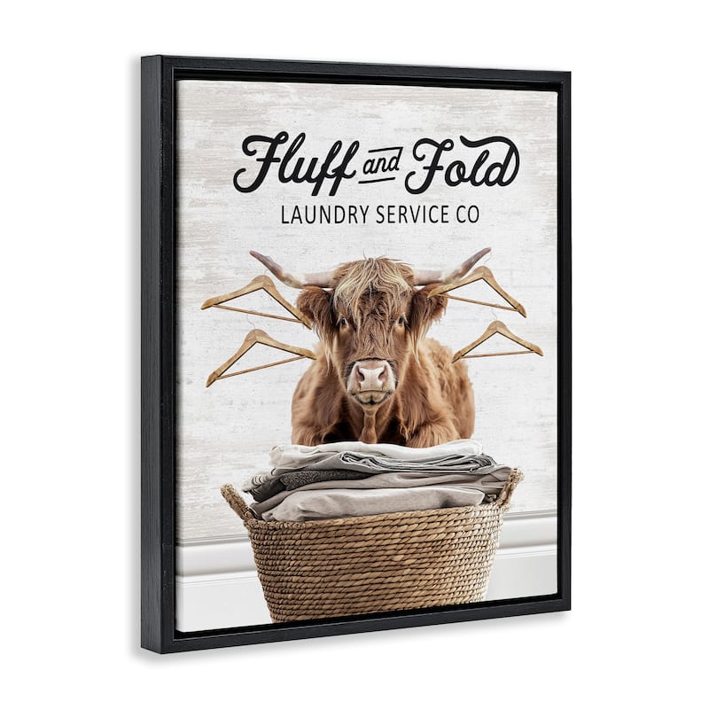 Stupell Vintage Fluff & Fold Cattle Framed Floater Canvas Wall Art Design By Lettered and Lined