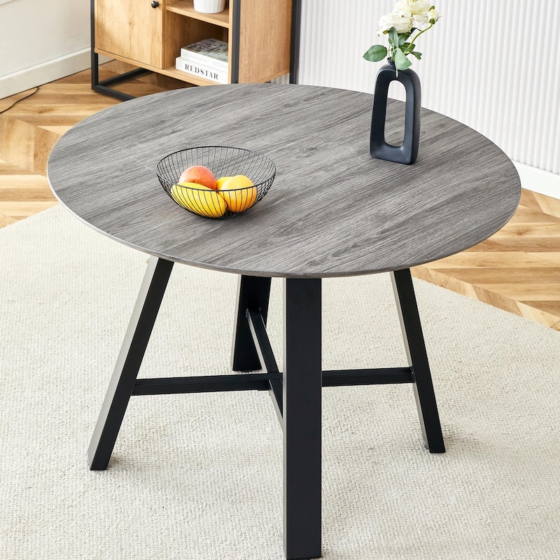 42" Round Dining Table - Metal Legs, Multi-Use - Grey