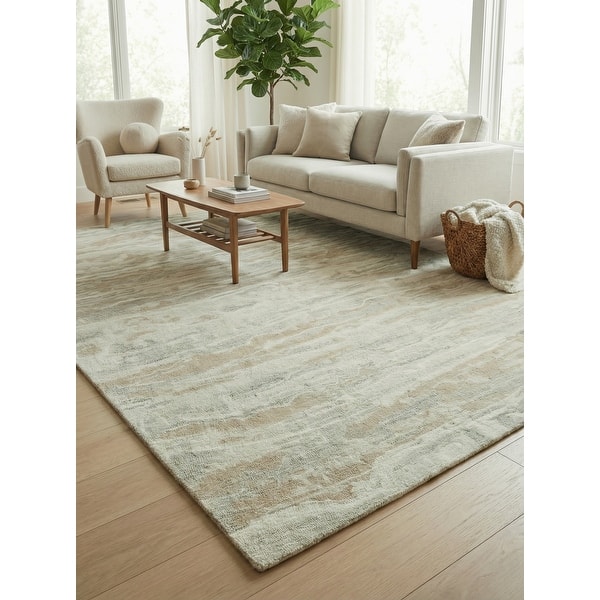 slide 2 of 8, Cortero Handmade Hand Tufted New Zealand Wool Gold/Ivory Area Rug.