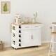 preview thumbnail 2 of 17, Mobile Kitchen Island Cart with Storage Cabinets, Wine Rack, Spice Rack, Towel Holder，for Organizing Kitchens & Meal Prep