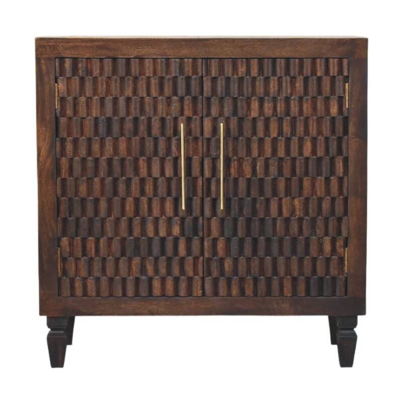 Artisan Furniture Solid Wood Vesta Textured Cabinet, Brown, 2-Doors