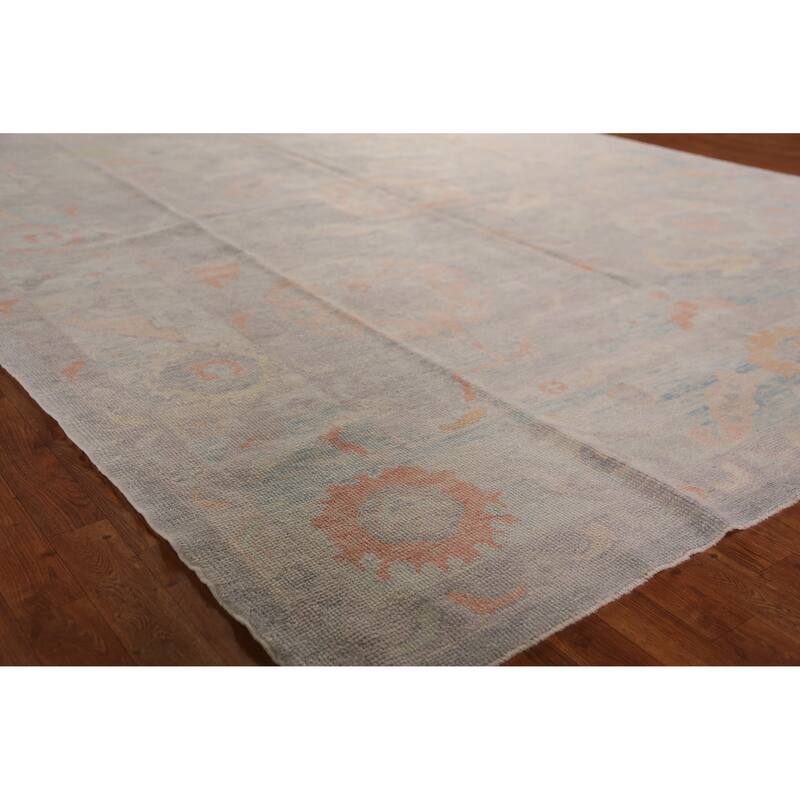 Hand Knotted Oriental 100% Wool Carpet Transitional All-Over Purples Oushak Area Rug - 11' 5'' X 9' 0''