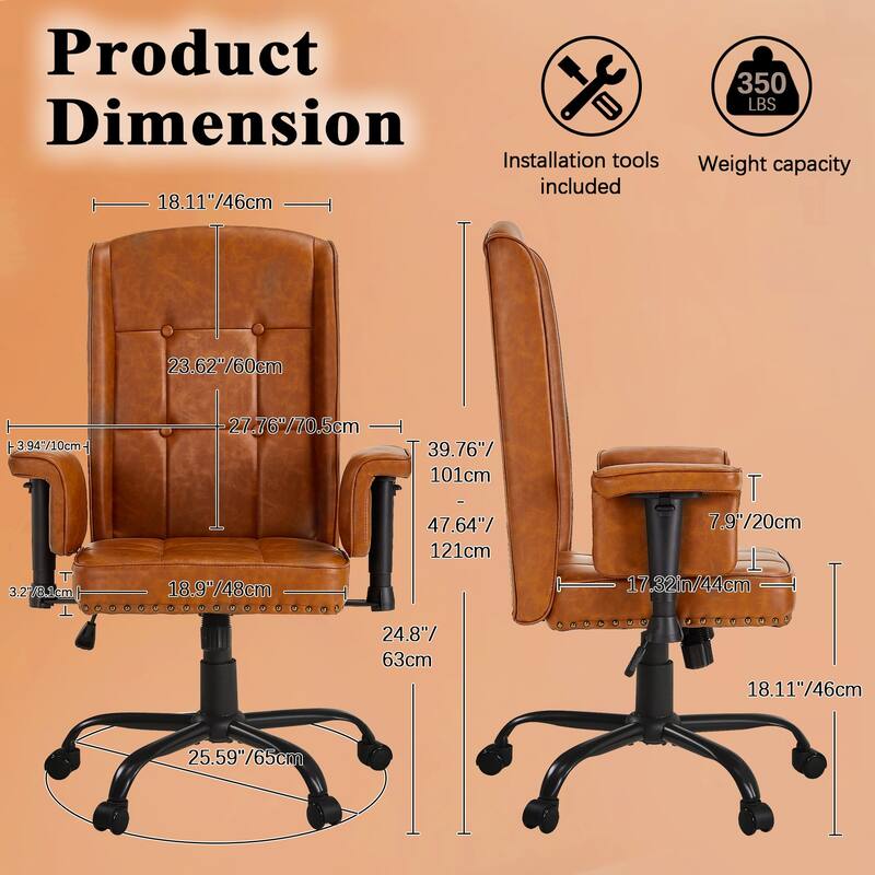 Adjustable Desk Chair Executive Office Chair Computer Chair Ergonomic Mid Back with 360°Swivel Home Office Desk Chair