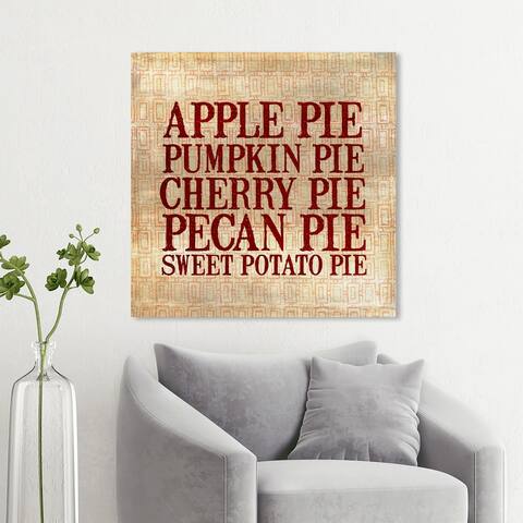 Wynwood Studio 'Thanksgiving Pies' Holiday and Seasonal Wall Art Canvas Print Holidays - Red, Brown