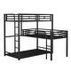 preview thumbnail 5 of 8, Multifunctional Design L-shaped Metal Triple Twin Size Bunk Bed, Sturdy Metal Frame, Space-saving,Black