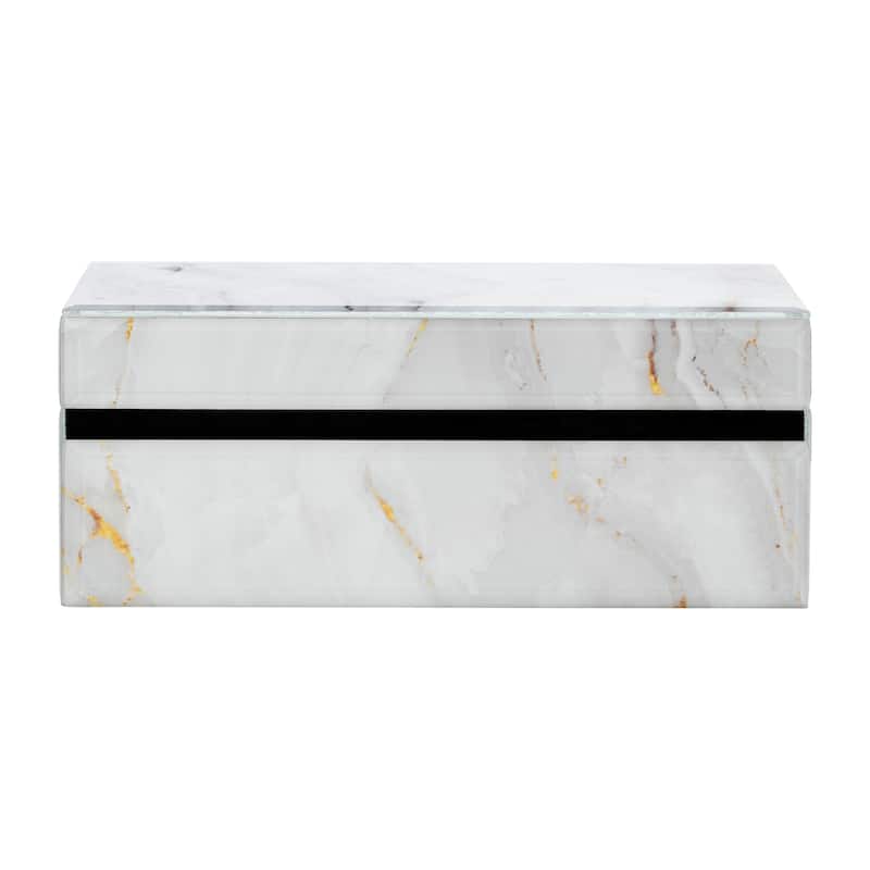 Modern Statement Decorative Box with Abstract Finish and Lid