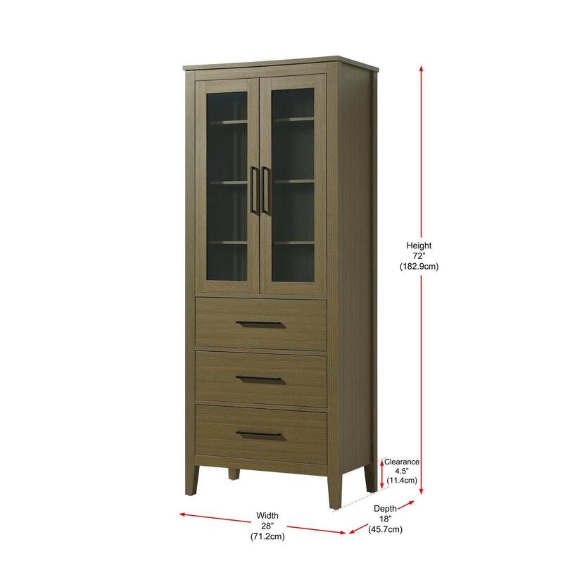 Laura 16-28 Inch Bath Storage Glass Cabinet