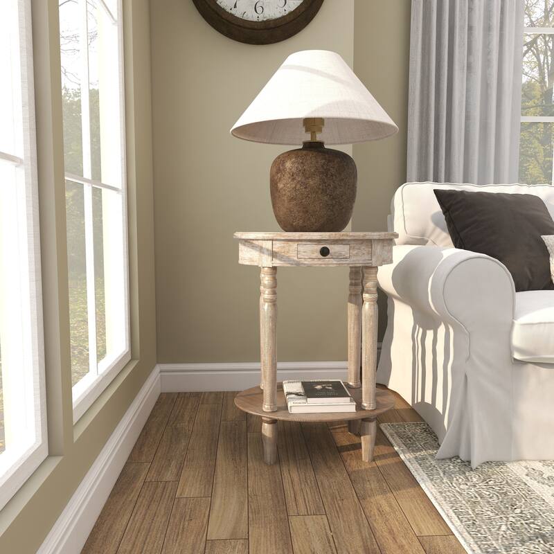 Light Brown Wood Farmhouse Accent Table