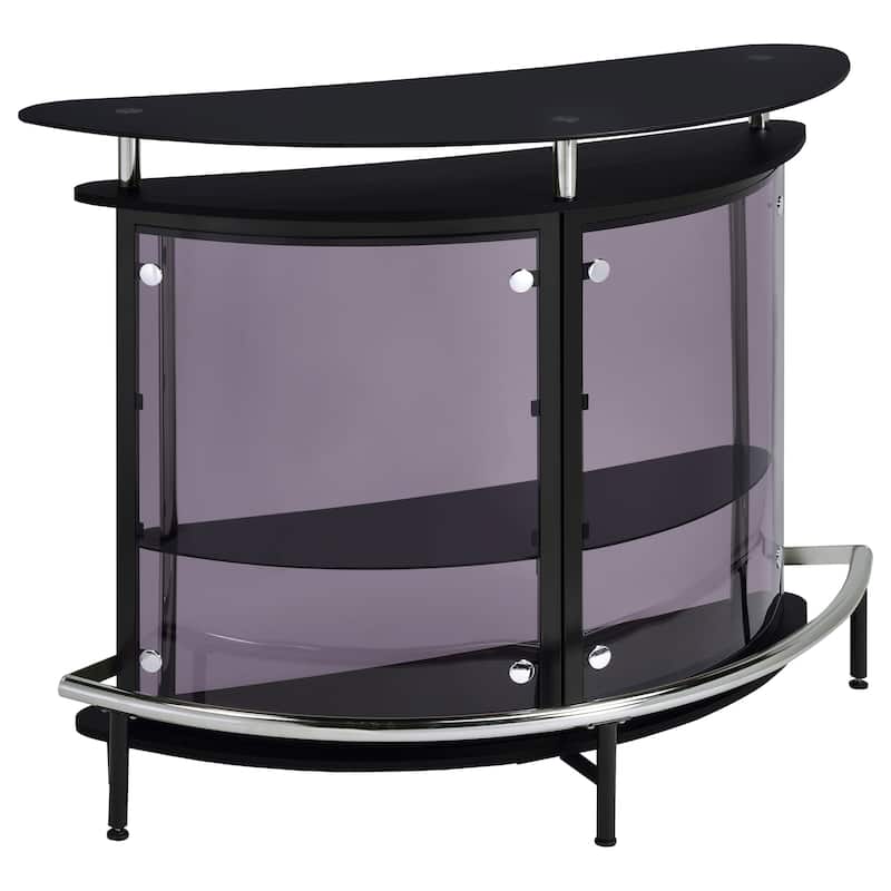 Amarillo Freestanding Glass Top Home Bar Wine Cabinet - Black