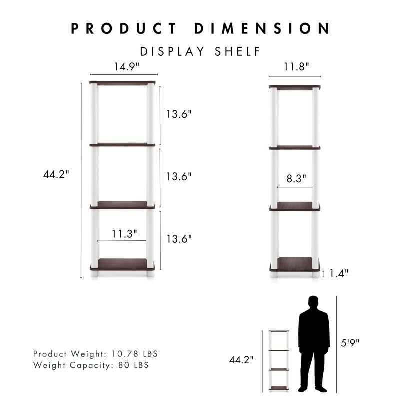 DH BASIC Modern Wood Shelving Unit with storage - Tier Shelves, Cube Ladder Shelf by Denhour