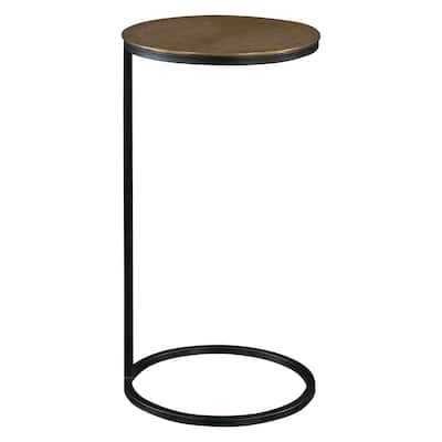 Textured Round Top Side Accent Table - 24" - Gold and Black