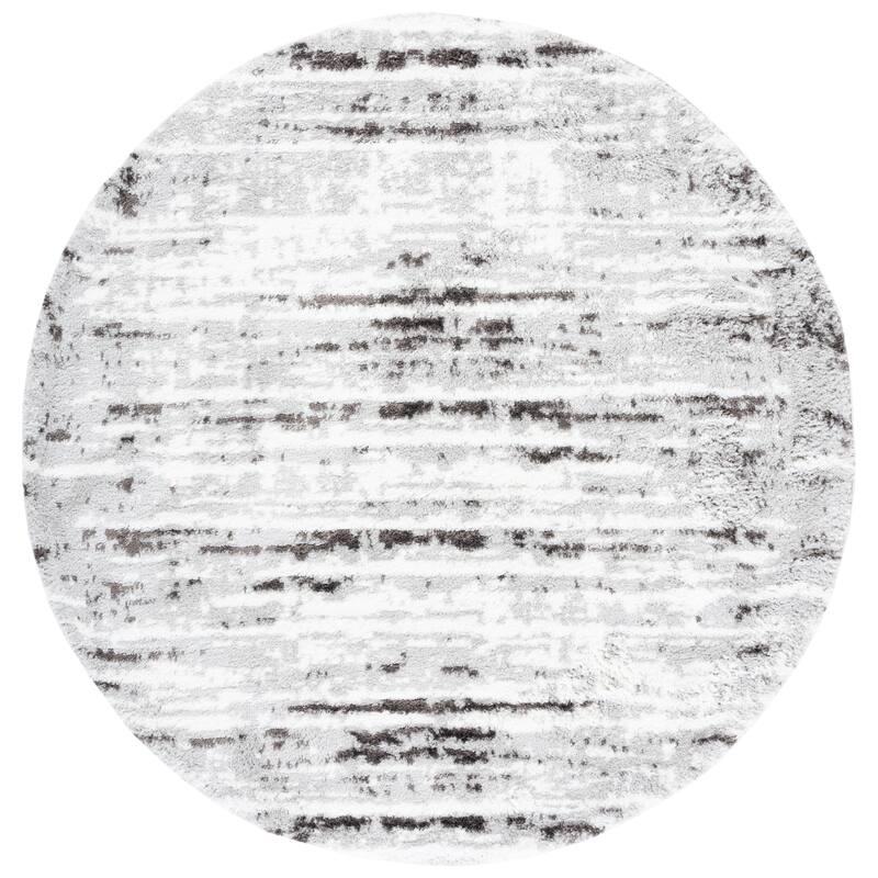 SAFAVIEH Berber Shag Norie Rug - 7' Round - Grey/Dark Grey