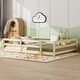 preview thumbnail 14 of 34, Sturdy Structure Wood Floor Bed with Guardrail and Fence for Kids, Montessori Bed Full Size