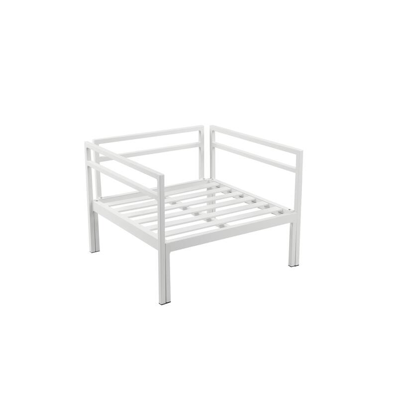 3 Piece Sectional Outdoor Metal Sofa Set with Table, White