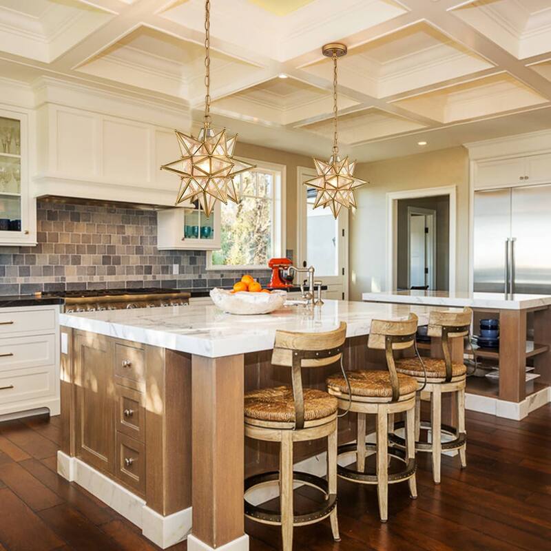 Ibiza Moravian Star Pendant Light Chandelier Seeded Glass 13-Inches