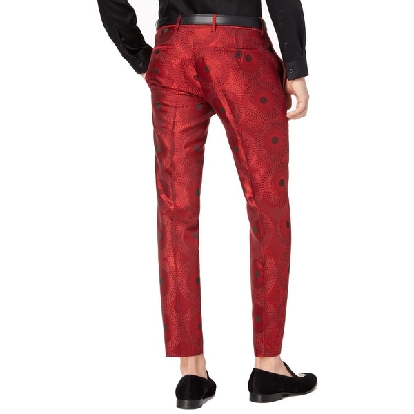 red skinny dress pants