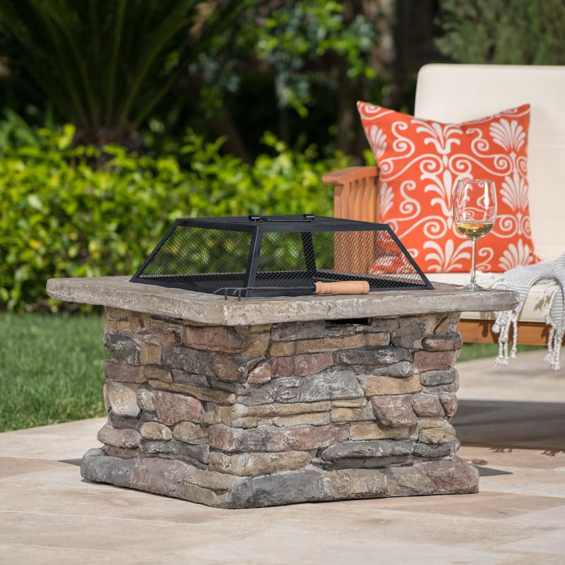 Corporal Square Fire Pit by Christopher Knight Home - Brown