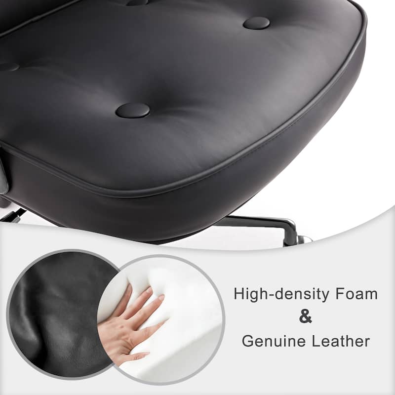 Lobby Lumbar Support Height Adjustable Leather Ergonomic Office Chair