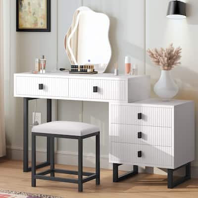 Moasis Expandable Cloud Vanity With Built-in Socket and Lighted Mirror - 49.90'' H X 51.10'' W X 15.70'' D