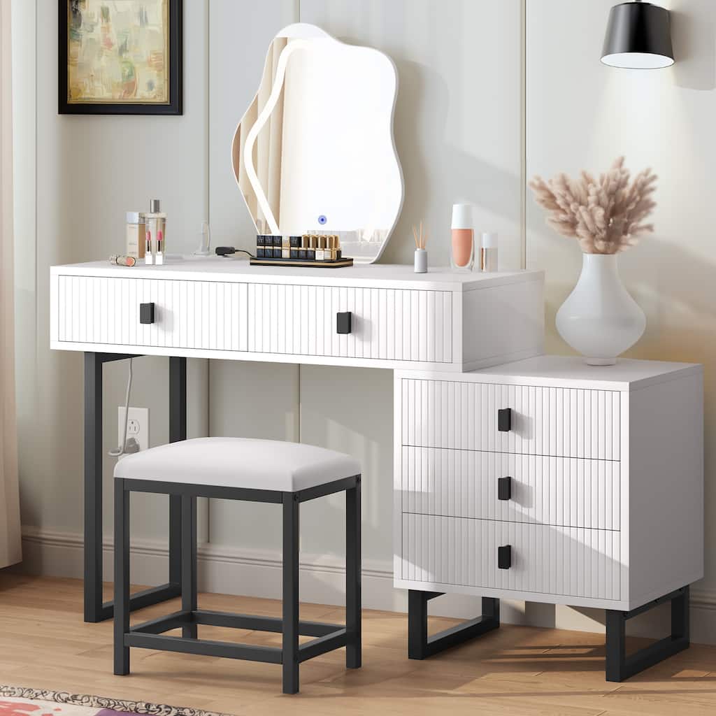 Moasis Expandable Cloud Vanity With Built-in Socket and Lighted Mirror - 49.90'' H X 51.10'' W X 15.70'' D