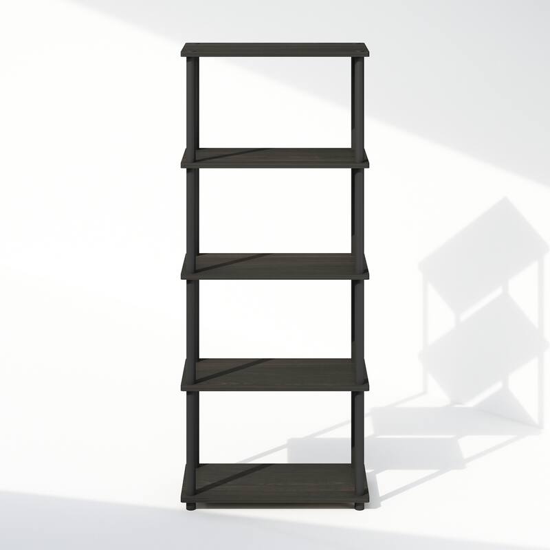 57.4 in. Tall Espresso/Black Wood 4-Shelf Bookcase