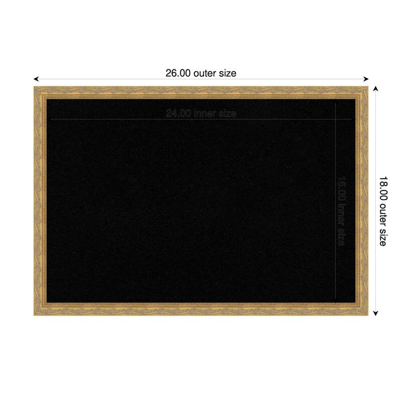 Mila Dark Gold Wood Framed Cork Board - Bulletin Board, Organization Board, Pin Board - Black - 26 x 18 in