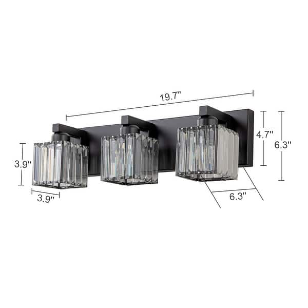 dimension image slide 12 of 14, 2/3/4/5 Light Bathroom Vanity Light Wall Sconce with Crystal Shade