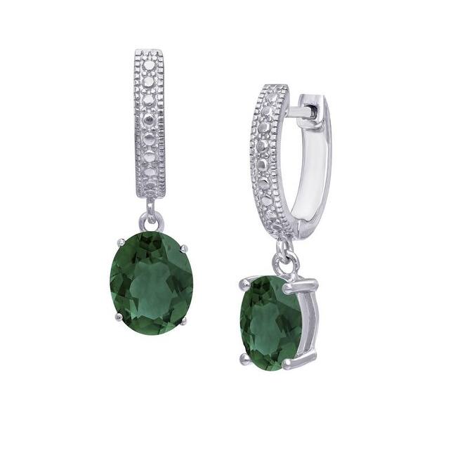 Victoria Townsend .925 Sterling Silver Green Quartz Oval Drop Earrings.