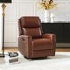 preview thumbnail 86 of 111, Fiacro 30.31" Genuine Leather Wingback Swivel Rocker Recliner with Nailhead Trim BROWN
