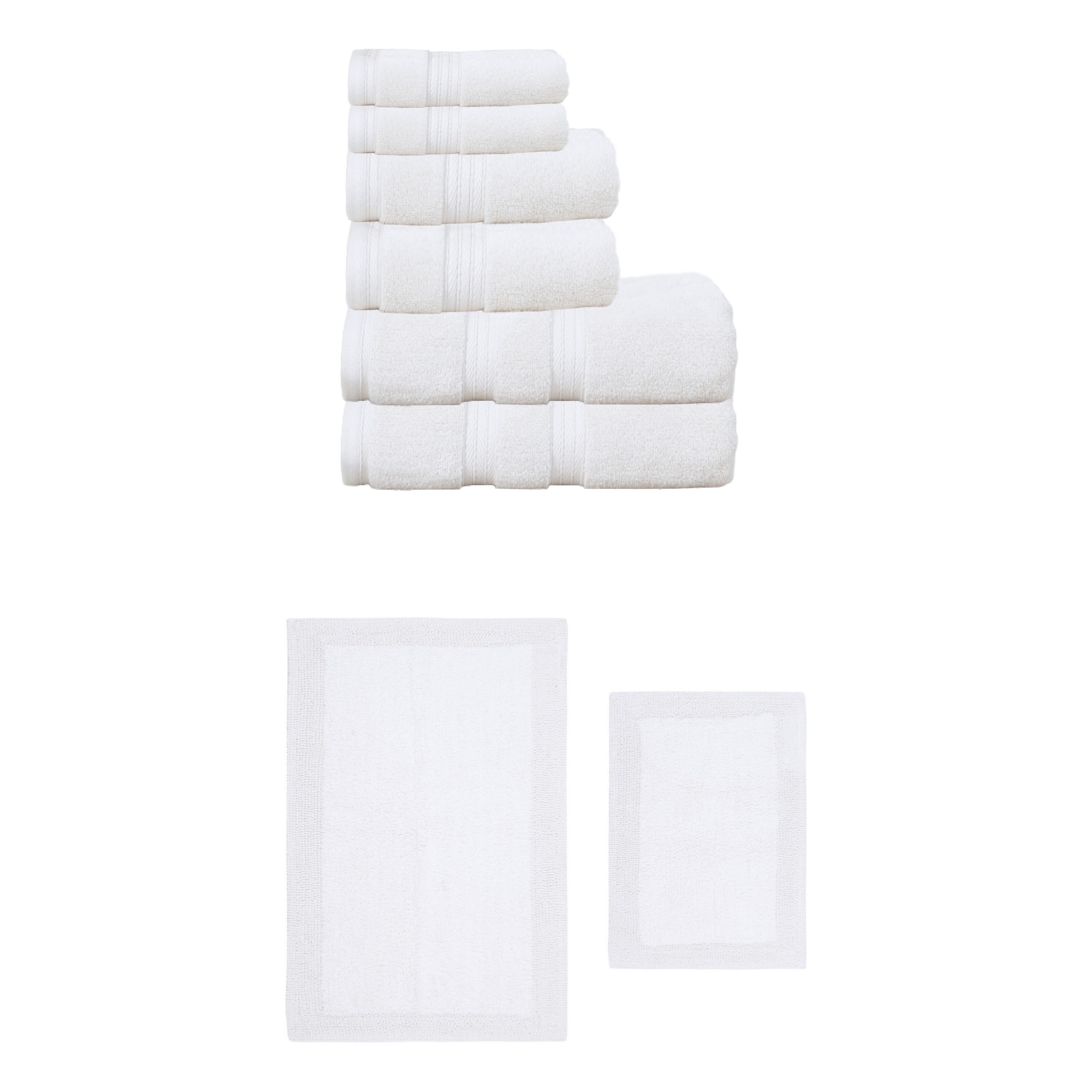 Home Weavers Luxury Collection 100% Soft Cotton Super Absorbent 6 Pc Towel Set & 2 Pc Bath Rug Set, Machine Wash (Set of 8)