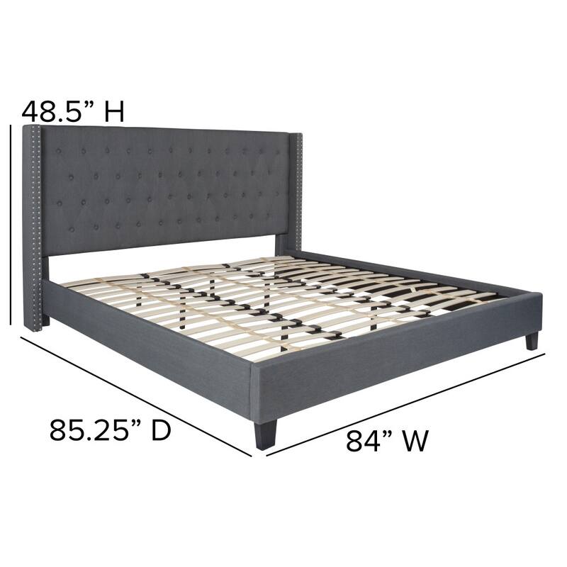 Tufted Upholstered Nailhead Trim Platform Bed