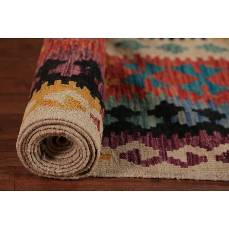 Southwestern Style Kilim Oriental Large Rug Hand-Woven Wool Carpet - 10'0"x 16'1"