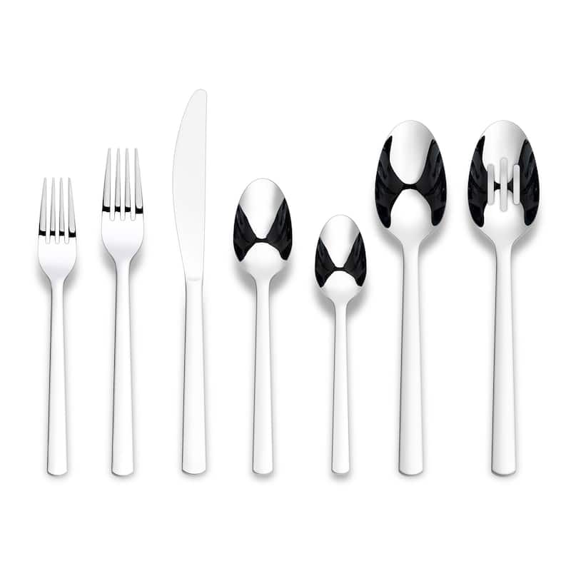 Ornative ANAKIN 18/0 Stainless Steel Silver 42 Pieces Flatware Set with Buffet - 10.71" H x 14.37" W x 1.77" D