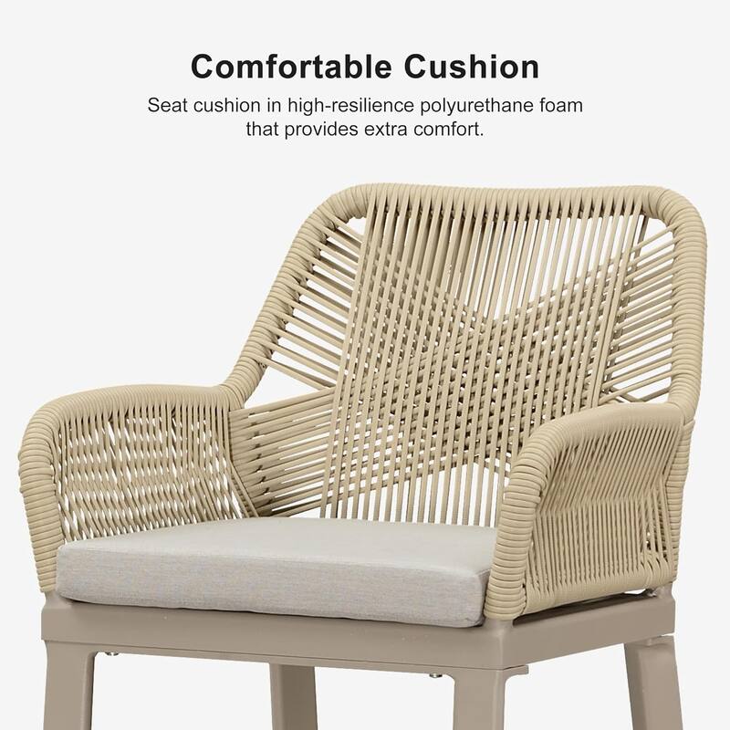 PURPLE LEAF Outdoor Counter Height Bar Stools Set of 4 Patio Aluminum Barstools with Back and Cushions