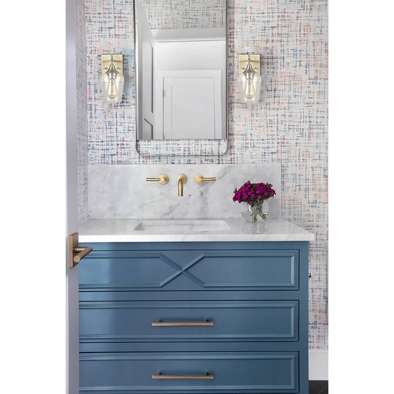 Angers Modern Simplicity 1-Light Clear Glass Wall Sconce Industrial Bathroom Vanity Lighting