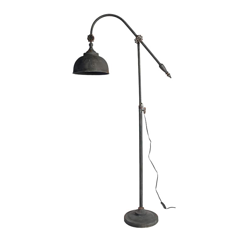 67 Inch Iron Floor Lamp, Adjustable Length Arm, Industrial Antique Black - Black