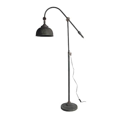 67 Inch Iron Floor Lamp, Adjustable Length Arm, Industrial Antique Black