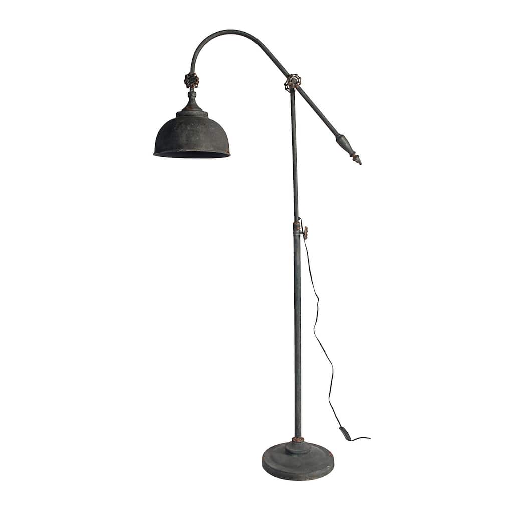 67 Inch Iron Floor Lamp, Adjustable Length Arm, Industrial Antique Black