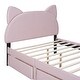 preview thumbnail 9 of 9, Pink Upholstered Platform Bed with 2 Drawers, Cartoon Headboard