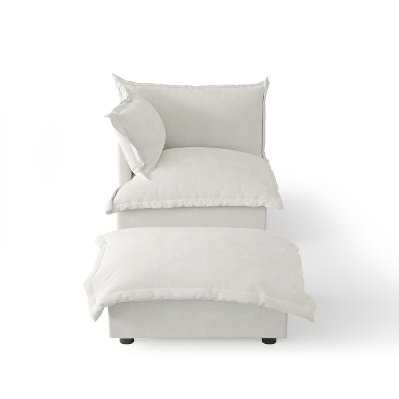 Modern Cloud Chaise Longue Accent Chair with Ottoman set
